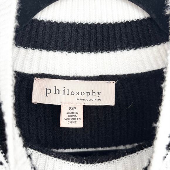 Philosophy Mock Neck Black and White Striped Oversized Sweater Size S - Picture 5 of 6